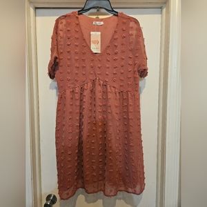 NWT Kirundo Swiss Dot Ruffle Loose Flowy Babydoll Dress size S